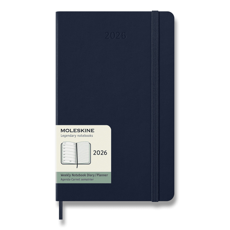 Moleskine 2026 - diář v tvrdých deskách - velikost L, týdenní, modrý