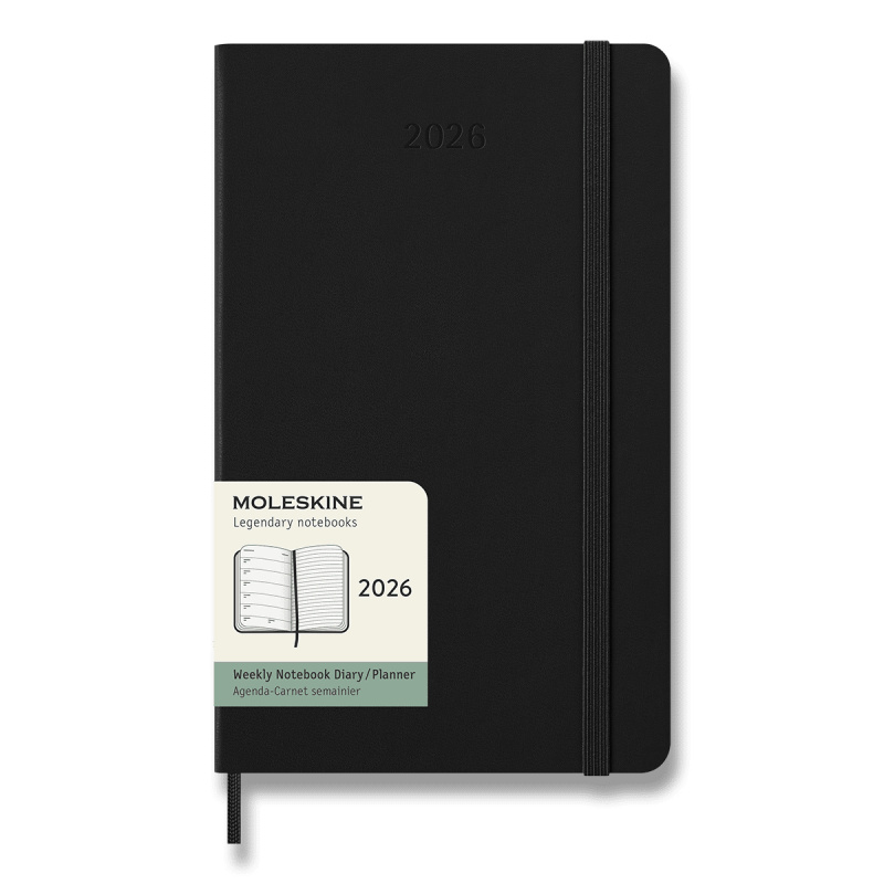 Moleskine 2026 - diář v tvrdých deskách - velikost L, týdenní, černý