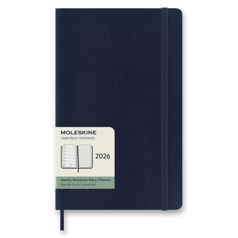 Moleskine 2026 - diář v měkkých deskách - velikost L, týdenní, modrý