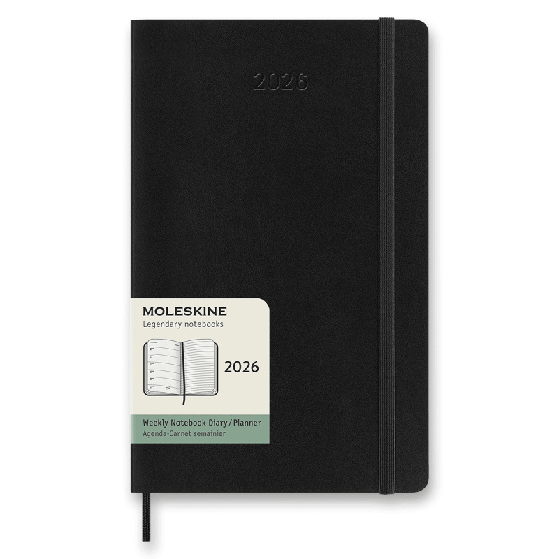 Moleskine 2026 - diář v měkkých deskách - velikost L, týdenní, černý
