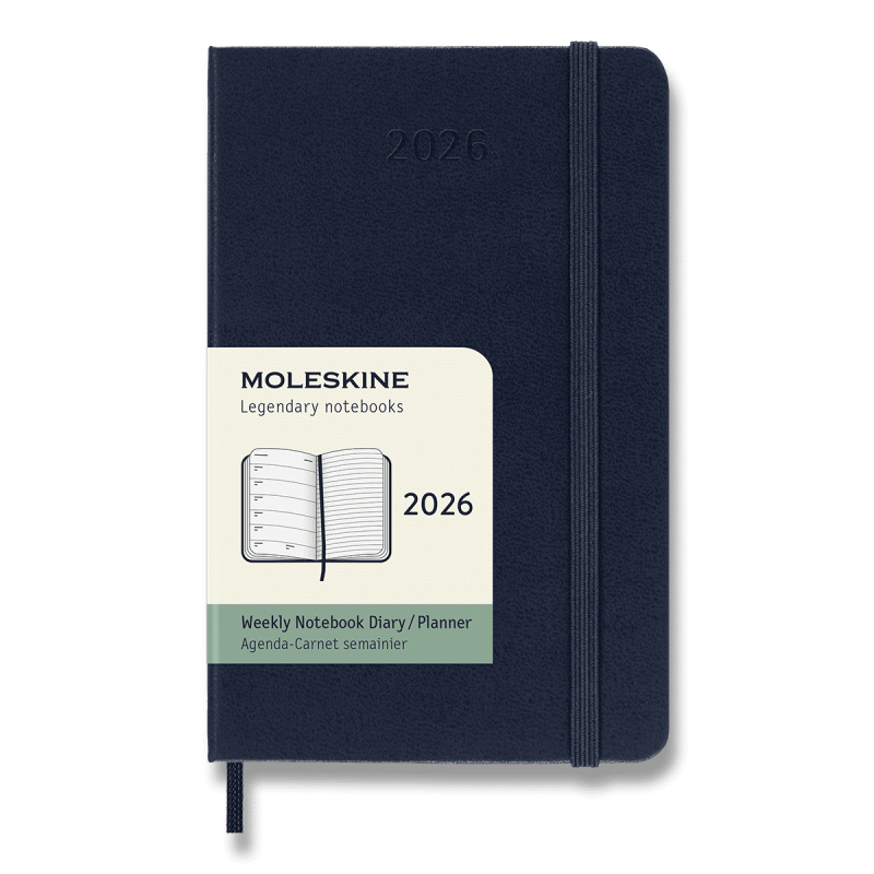 Moleskine 2026 - diář v tvrdých deskách - velikost S, týdenní, modrý