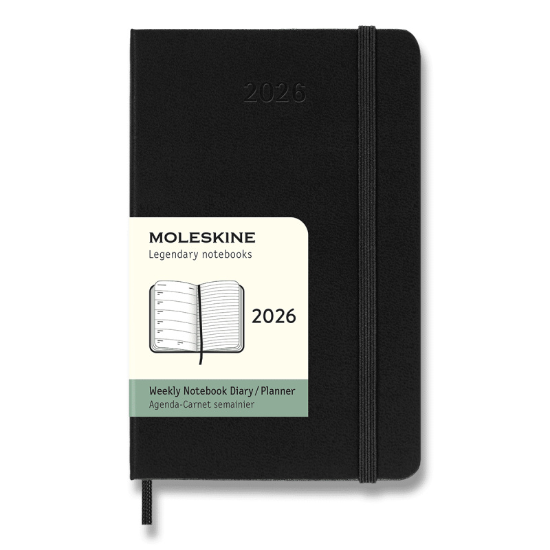 Moleskine 2026 - diář v tvrdých deskách - velikost S, týdenní, černý