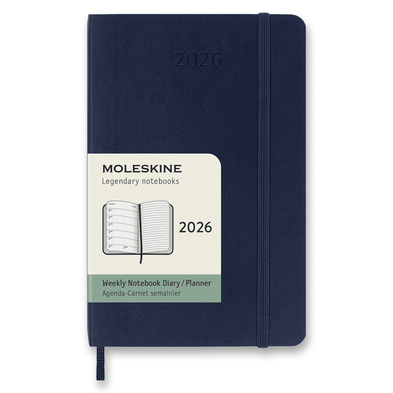 Moleskine 2026 - diář v měkkých deskách - velikost S, týdenní, modrý