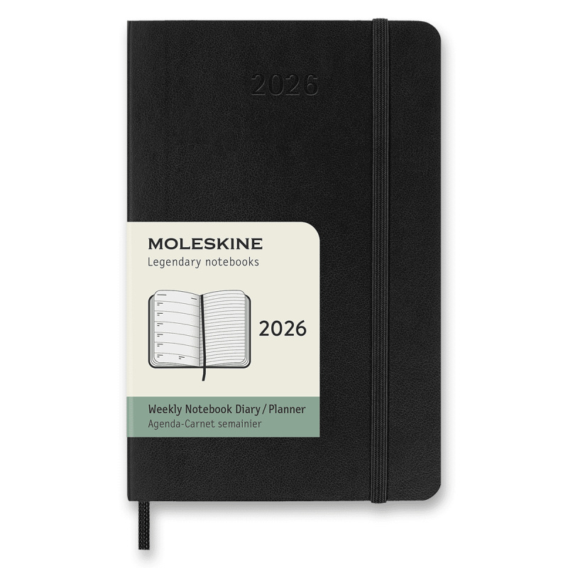 Moleskine 2026 - diář v měkkých deskách - velikost S, týdenní, černý