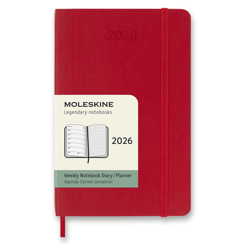 Moleskine 2026 - diář v měkkých deskách - velikost S, týdenní, červený