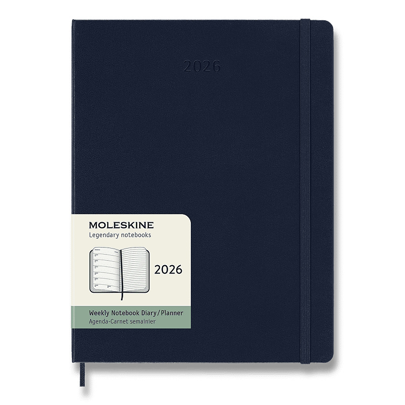 Moleskine 2026 - diář v tvrdých deskách - velikost XL, týdenní, modrý