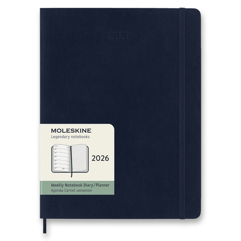 Moleskine 2026 - diář v měkkých deskách - velikost XL, týdenní, modrý