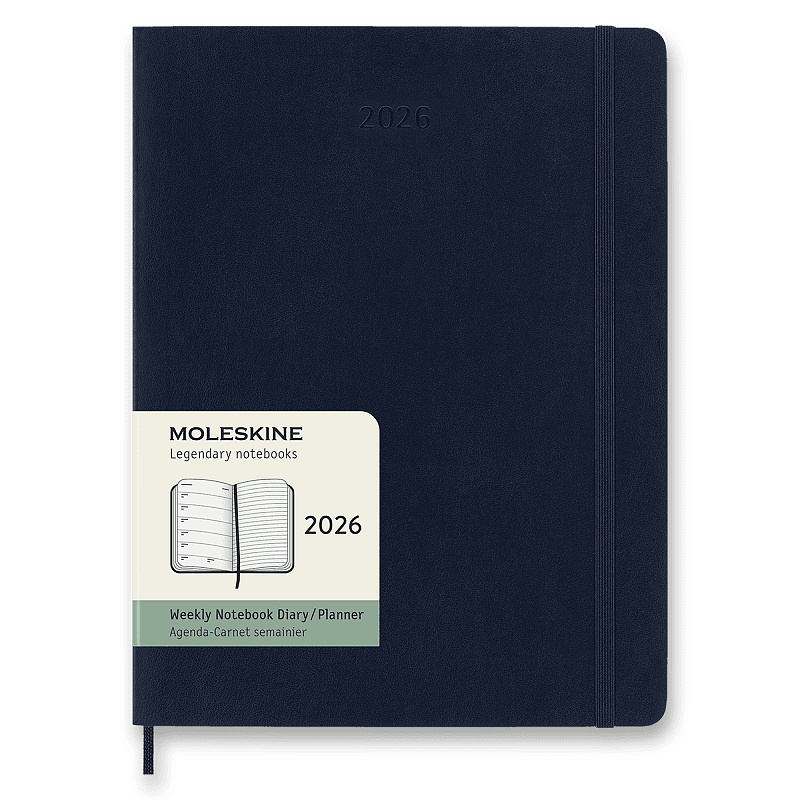 Moleskine 2026 - diář v měkkých deskách - velikost XL, týdenní, modrý