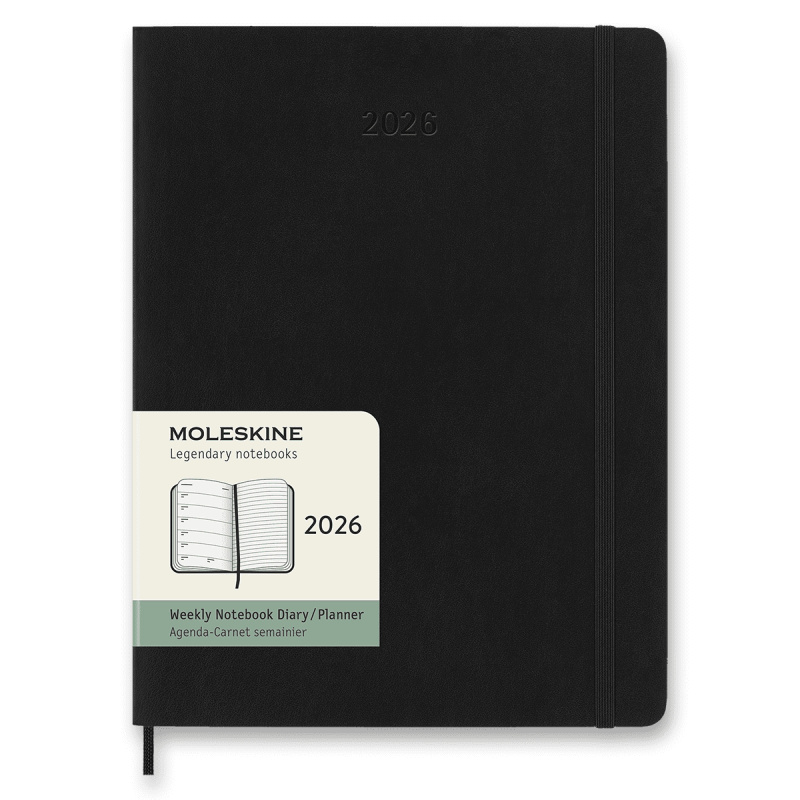 Moleskine 2026 - diář v měkkých deskách - velikost XL, týdenní, černý