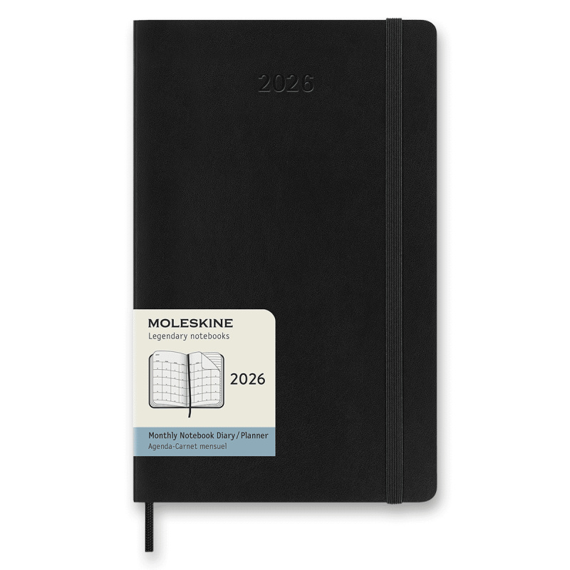 Diář Moleskine 2026 - měkké desky, L, měsíční, černý