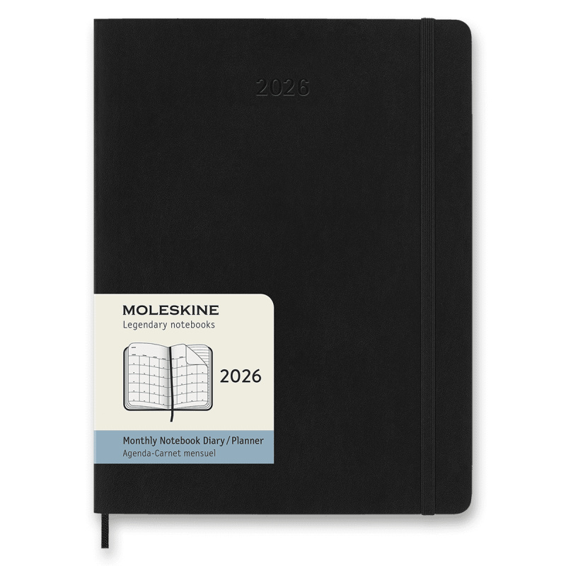 Diář Moleskine 2026 - měkké desky, XL, měsíční, černý