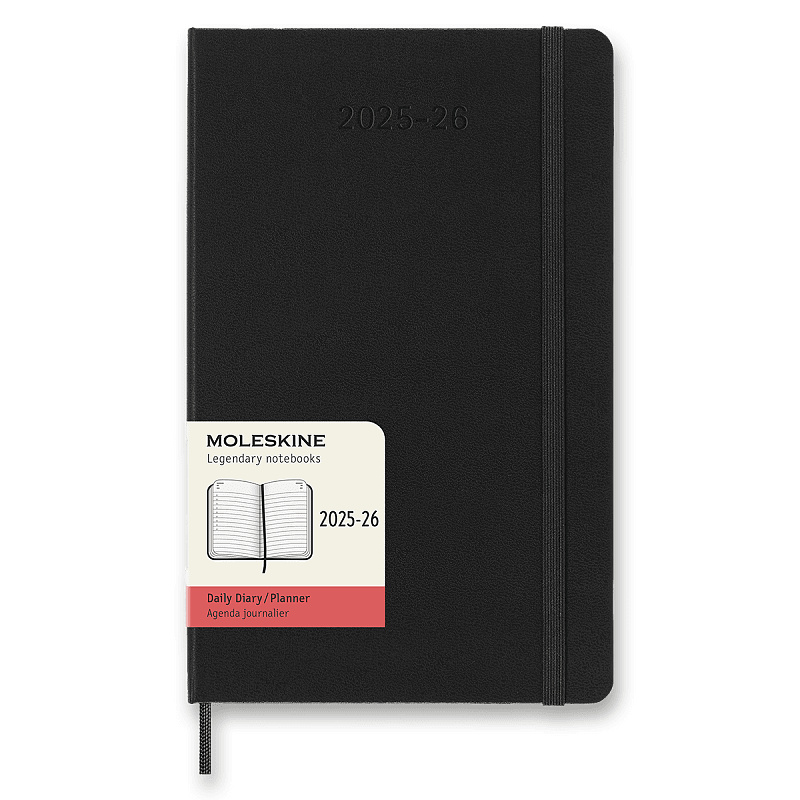 18měsíční diář Moleskine 2025-26 - tvrdé desky L, denní, černý