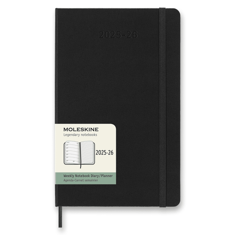 18měsíční diář Moleskine 2024 - 25 - tvrdé desky, L, týdenní černý