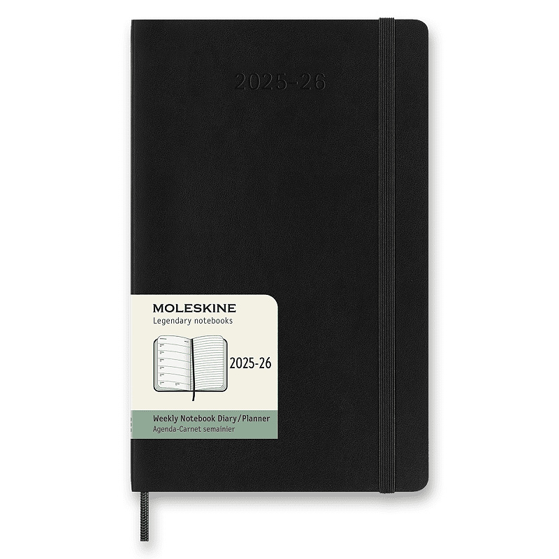 18měsíční diář Moleskine 2024 - 25 - tvrdé desky, L, týdenní černý