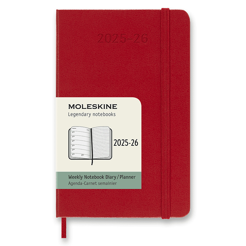 18měsíční diář Moleskine 2025-26 - tvrdé desky S, týdenní, červený