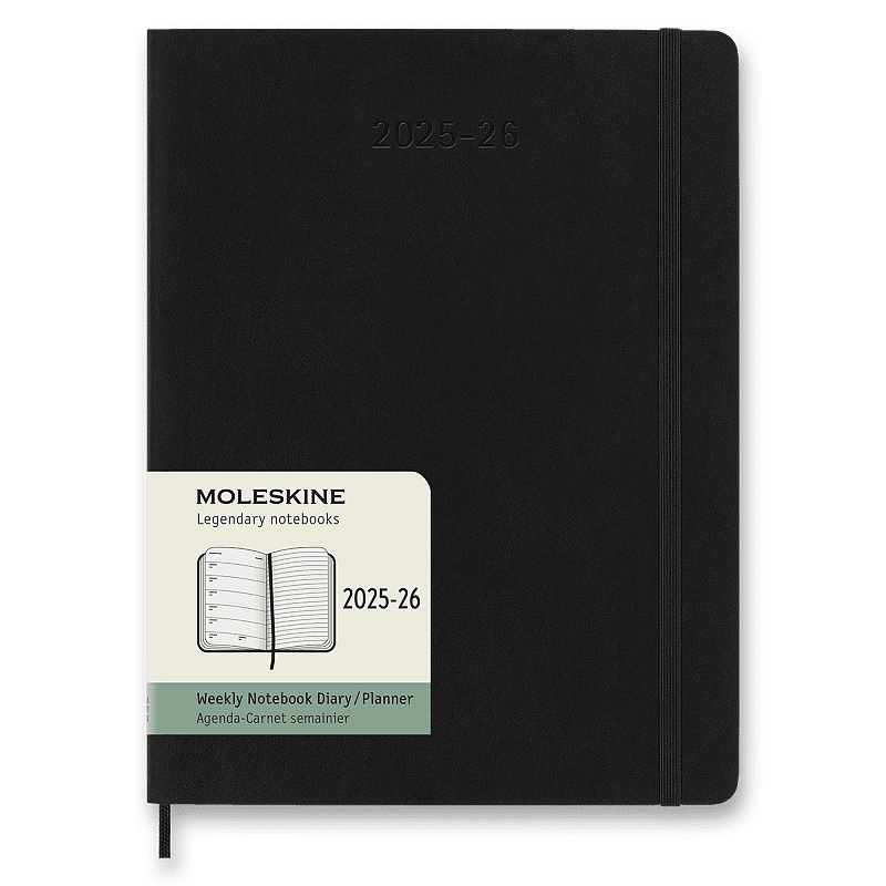 18měsíční diář Moleskine 2025-26 - měkké desky XL, týdenní, černý