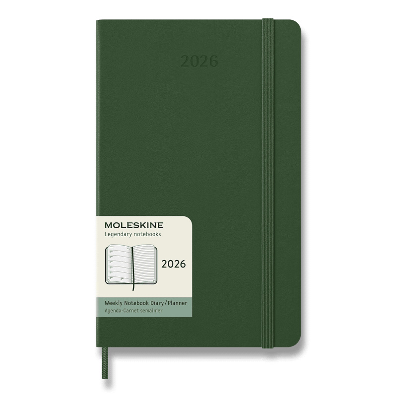 Moleskine 2026 - diář v tvrdých deskách - velikost L, týdenní, tmavě zelený