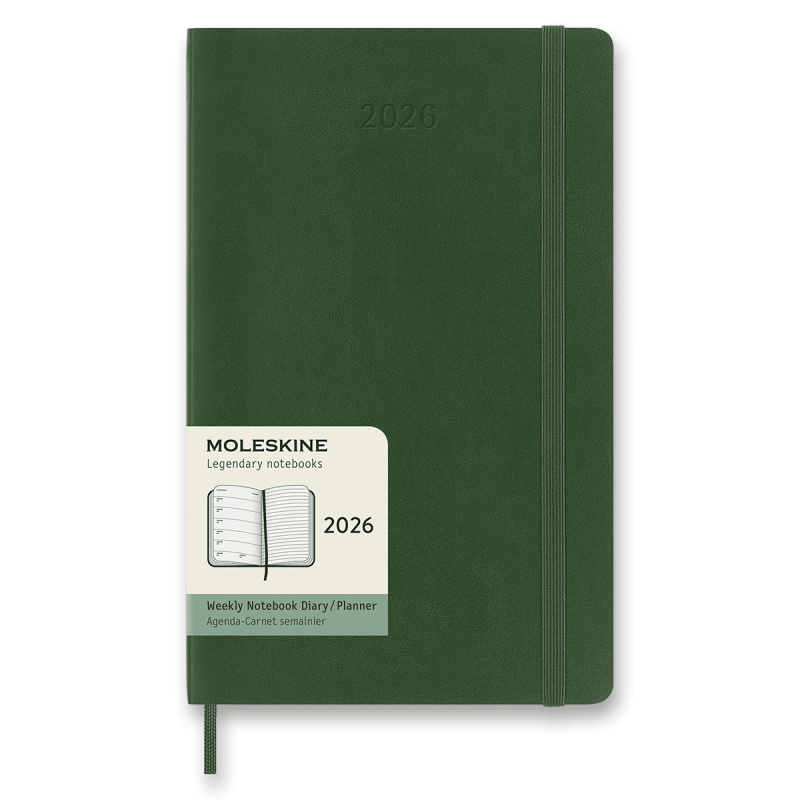 Moleskine 2026 - diář v měkkých deskách - velikost L, týdenní, tmavě zelený