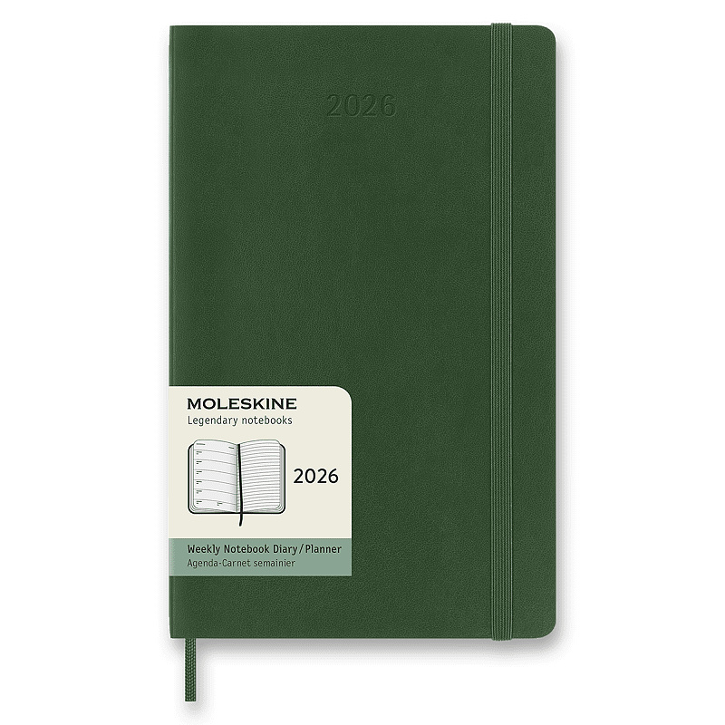 Moleskine 2026 - diář v měkkých deskách - velikost L, týdenní, tmavě zelený