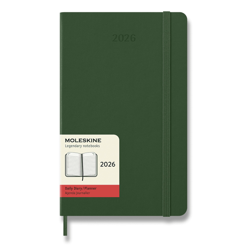 Moleskine 2026 - diář v tvrdých deskách - velikost L, denní, tmavě zelený