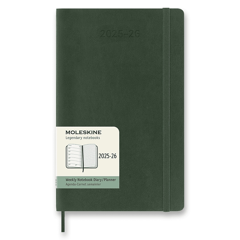 18měsíční diář Moleskine 2024 - 25 - tvrdé desky, L, týdenní tm. zelený