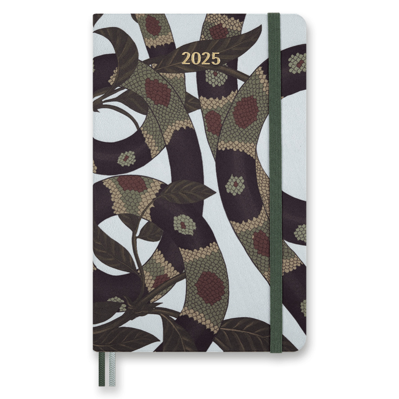 Diář Moleskine Snake Leaves 2026 tvrdé desky, L, týdenní, šedý