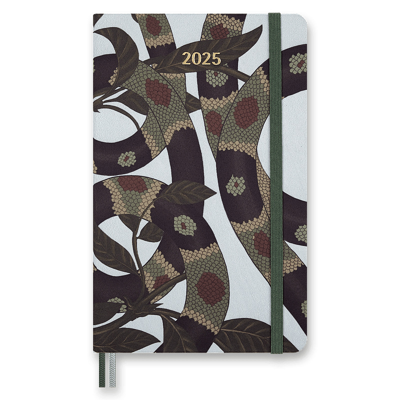 Diář Moleskine Snake Leaves 2026 tvrdé desky, L, týdenní, šedý