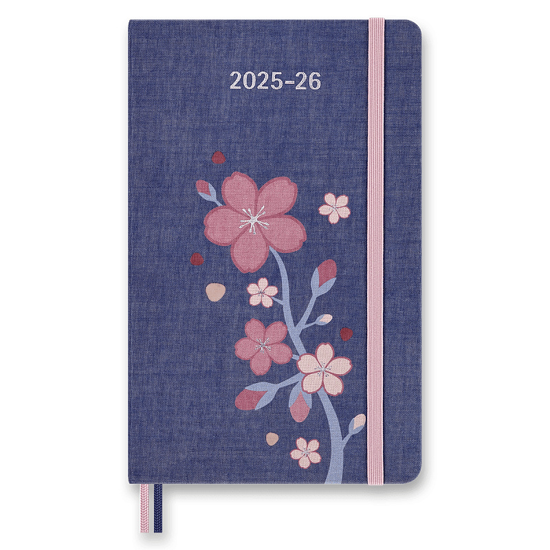 18měsíční diář Moleskine 2025-26 Sakura  - tvrdé desky L, týdenní, modrý