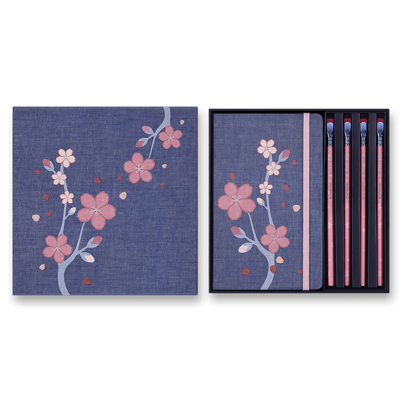 Sada Moleskine Sakura L, zápisníky, grafitové tužky