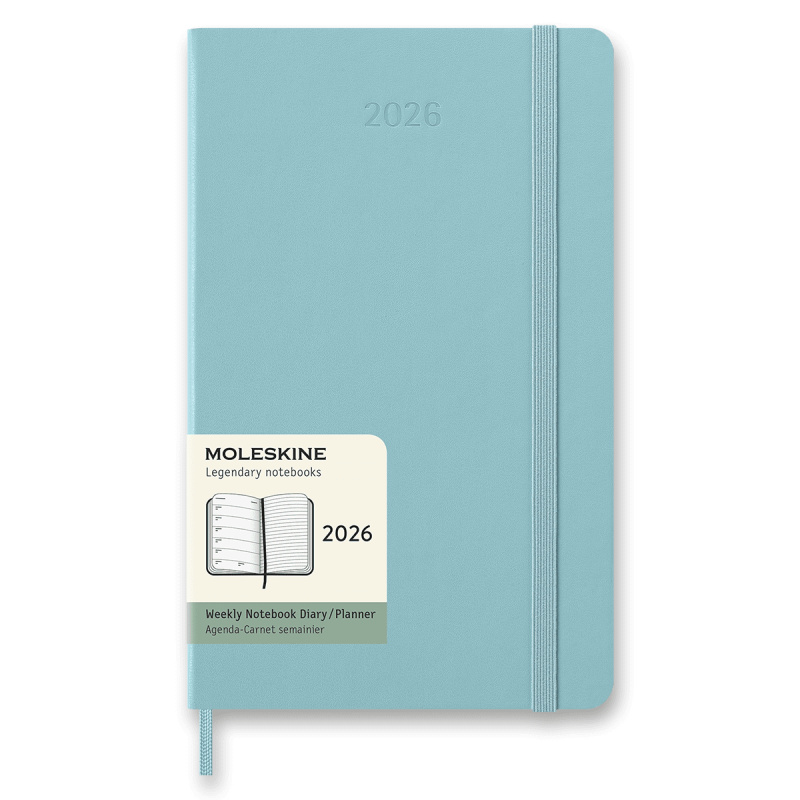 Moleskine 2026 - diář v tvrdých deskách - velikost L, týdenní, tyrkysový