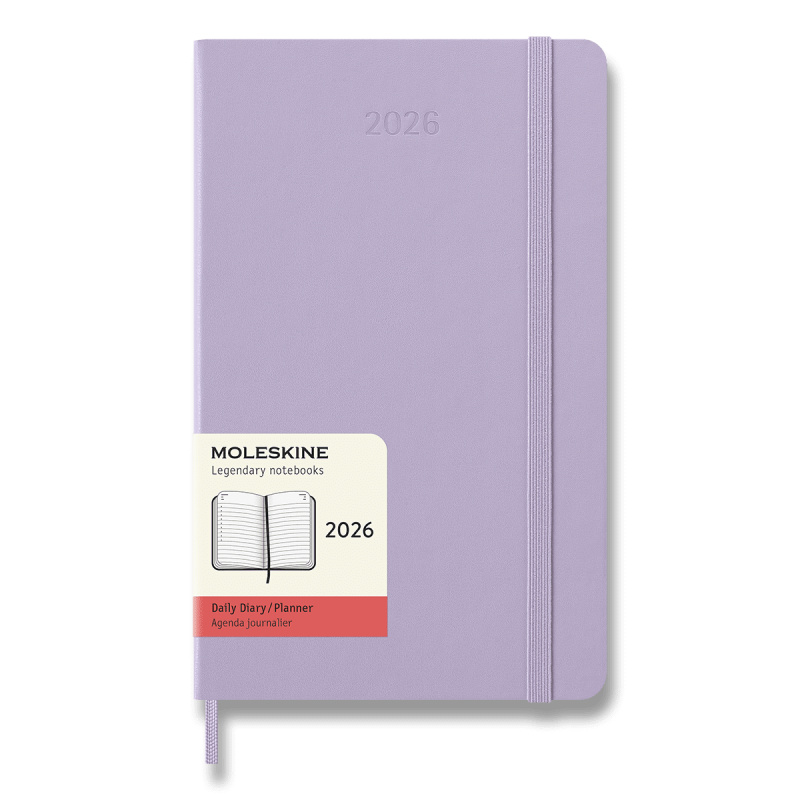Moleskine 2026 - diář v tvrdých deskách - velikost L, denní, lila