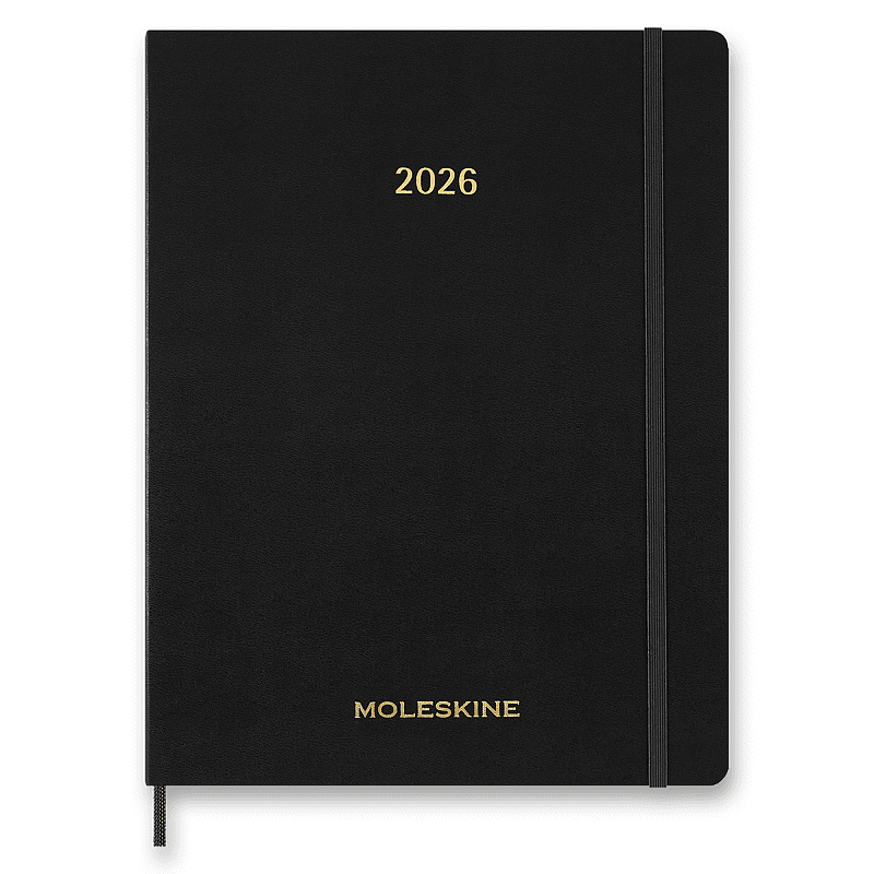 Moleskine Essential 2025-26 - 13měsíční diář v měkkých deskách - velikost XL, týdenní, černý