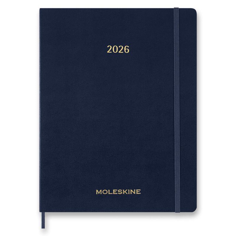Moleskine Essential 2025-26 - 13měsíční diář v měkkých deskách - velikost XL, týdenní, modrý