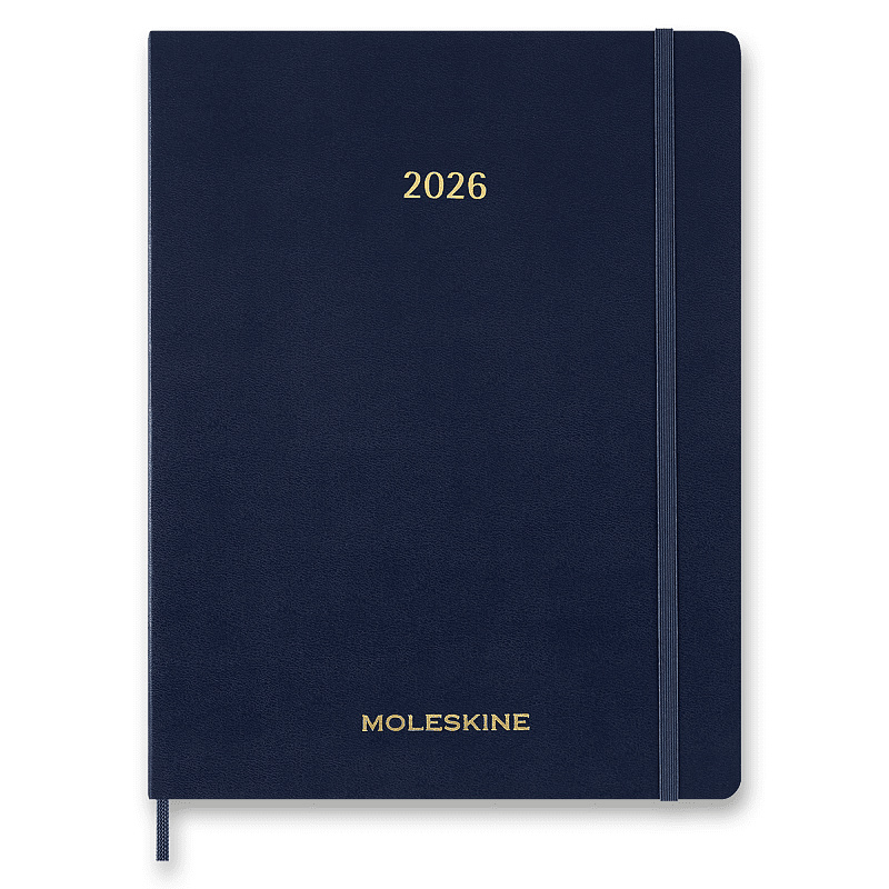 Moleskine Essential 2025-26 - 13měsíční diář v měkkých deskách - velikost XL, týdenní, modrý