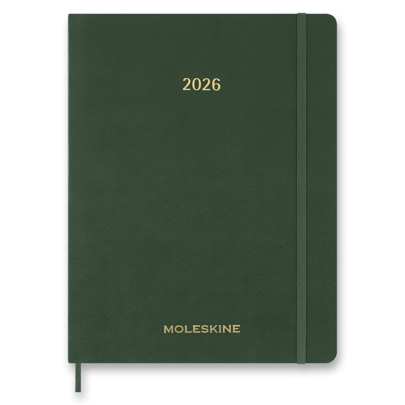 Moleskine Essential 2025-26 - 13měsíční diář v měkkých deskách - velikost XL, týdenní, tmavě zelený