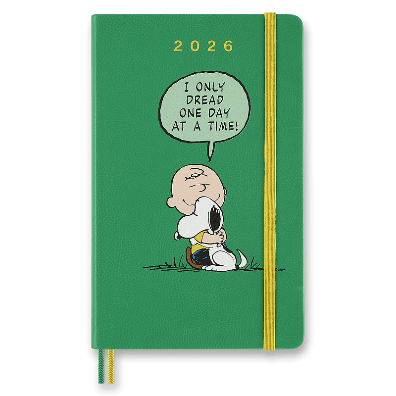 Diář Moleskine Peanuts 2026 tvrdé desky, L, denní, zelený