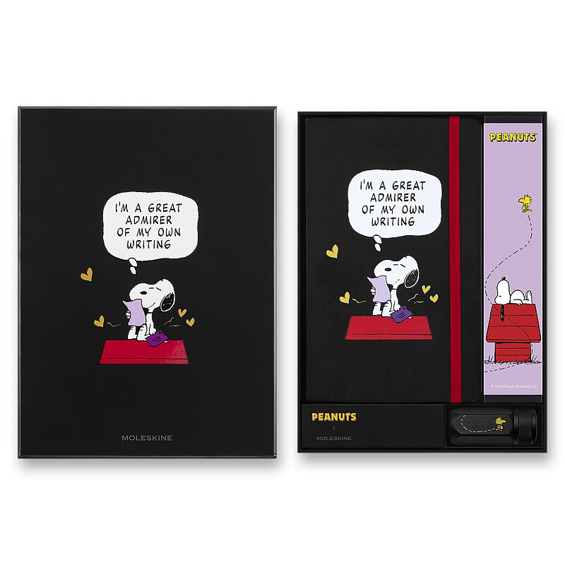Sada Moleskine Peanuts L, zápisník, grafitové tužky, ořezávátko