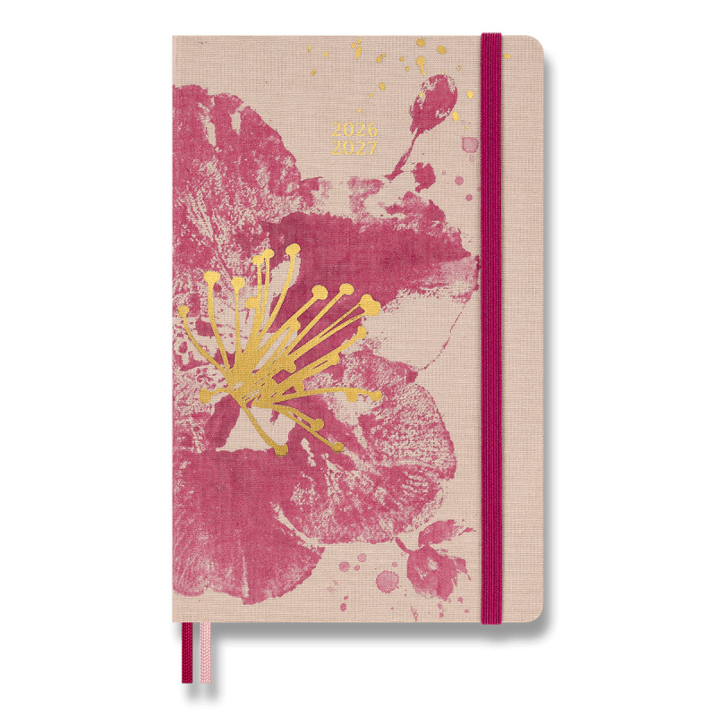 18měsíční diář Moleskine Sakura 2026-27- tvrdé desky L, týdenní, růžový