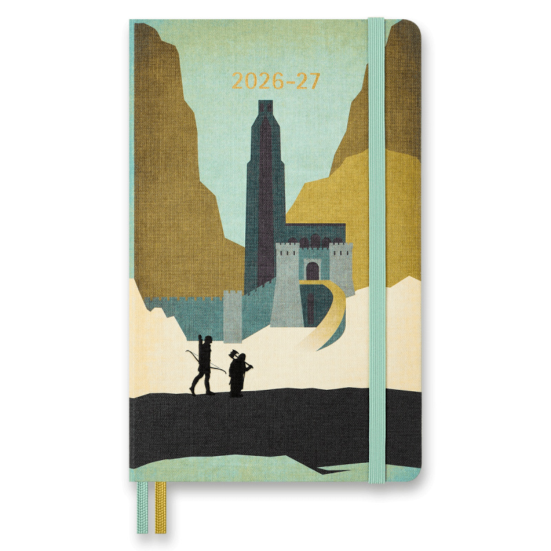 18měsíční diář Moleskine Lord of the Rings 2026-27- tvrdé desky L, týdenní, béžovozelený