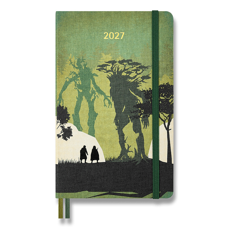 Diář Moleskine Lord of Rings 2027 - tvrdé desky L, denní, zelený