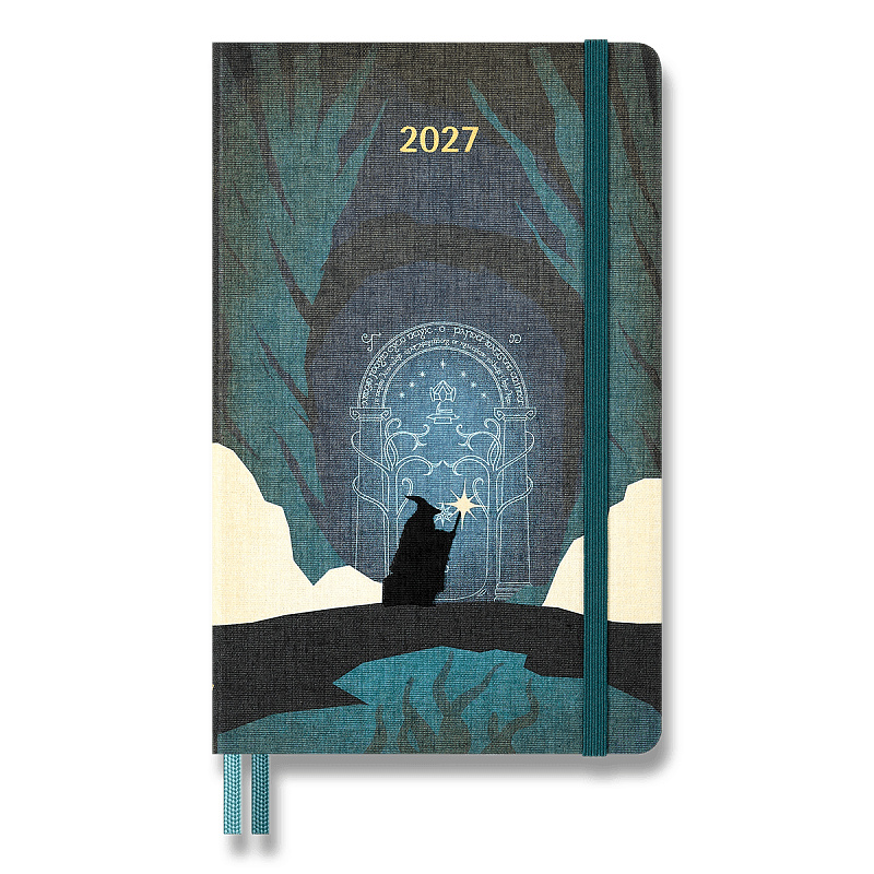 Diář Moleskine Lord of Rings 2027 - tvrdé desky L, týdenní, zelený