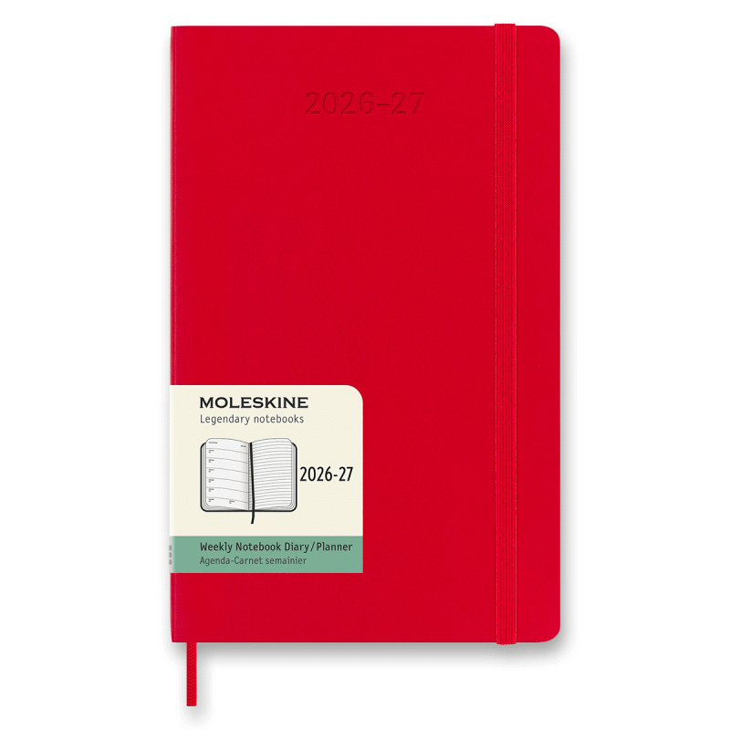 18měsíční diář Moleskine 2026-27 - měkké desky L, týdenní, červený