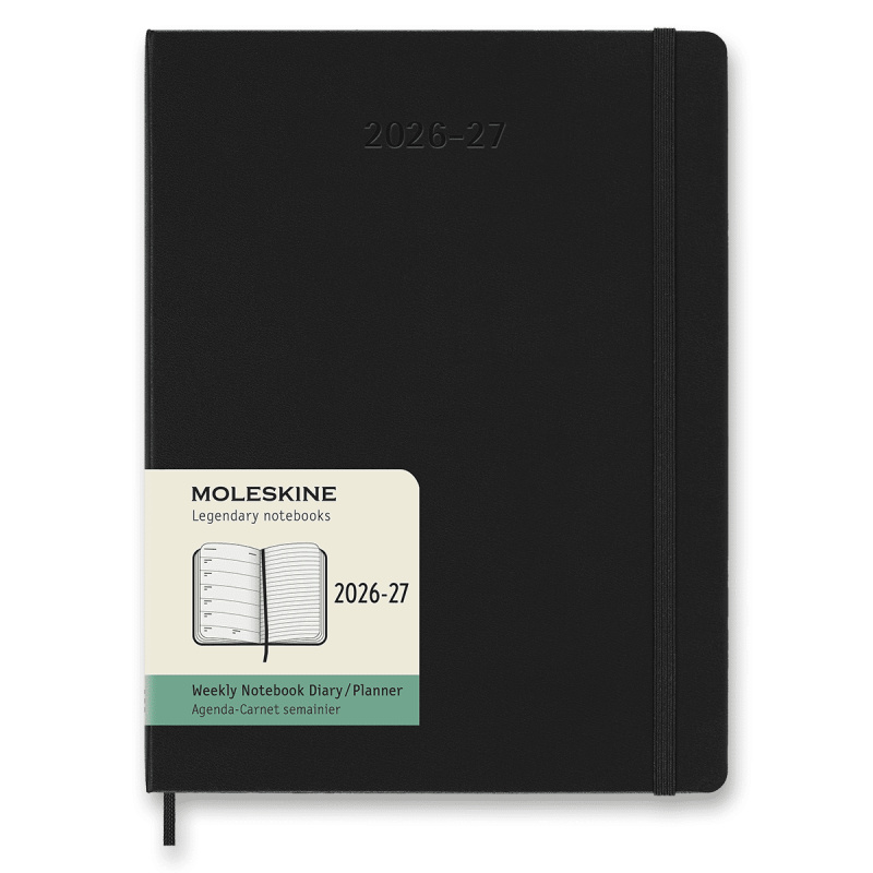 18měsíční diář Moleskine 2026-27 - tvrdé desky XL, týdenní, černý
