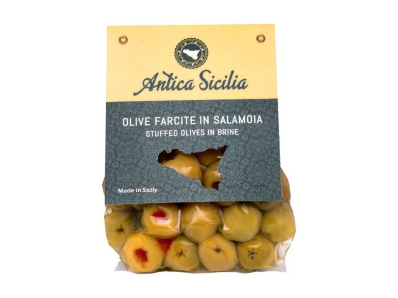 Antica Sicilia olivy plněné papričkou (Olive Farcite in Salomia) 350g