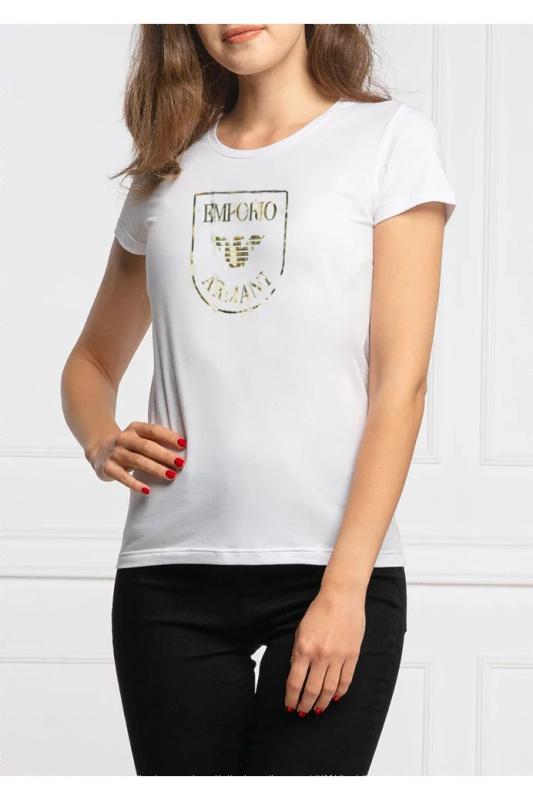 Dámské triko s krátkým rukávem - 164340 2R255 00010 - bílá - Emporio Armani M Bílá