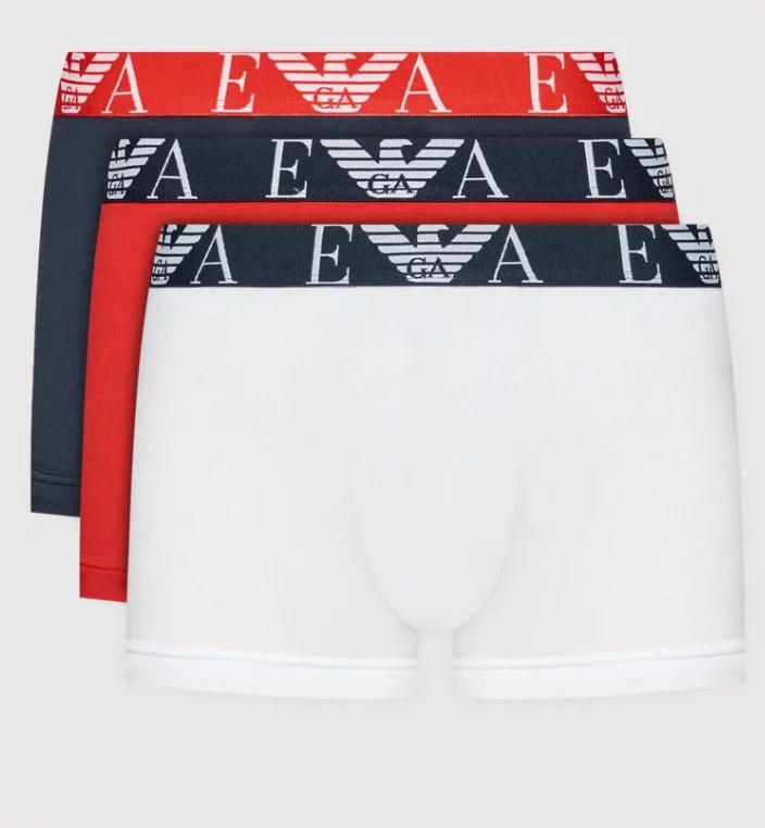 Pánské trenýrky - 111357 2R715 97010 - bílá/červená/tm.modrá - Emporio Armani M bílá,červená, modrá