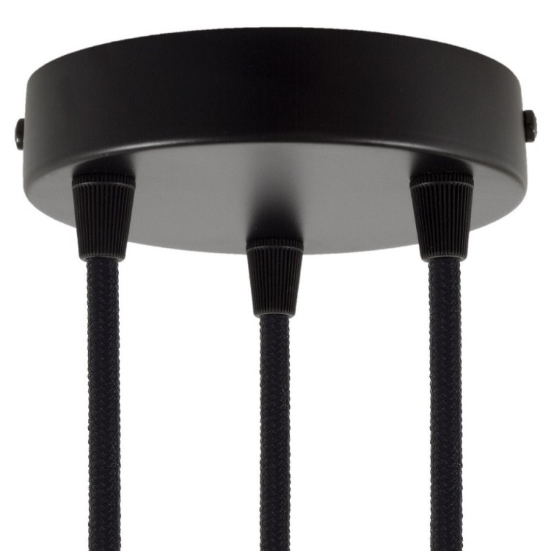 creative cables Válcový kovový stropní baldachýn - 3 otvory Barva komponentu: Černá, Kabelová průchodka: Kuželová