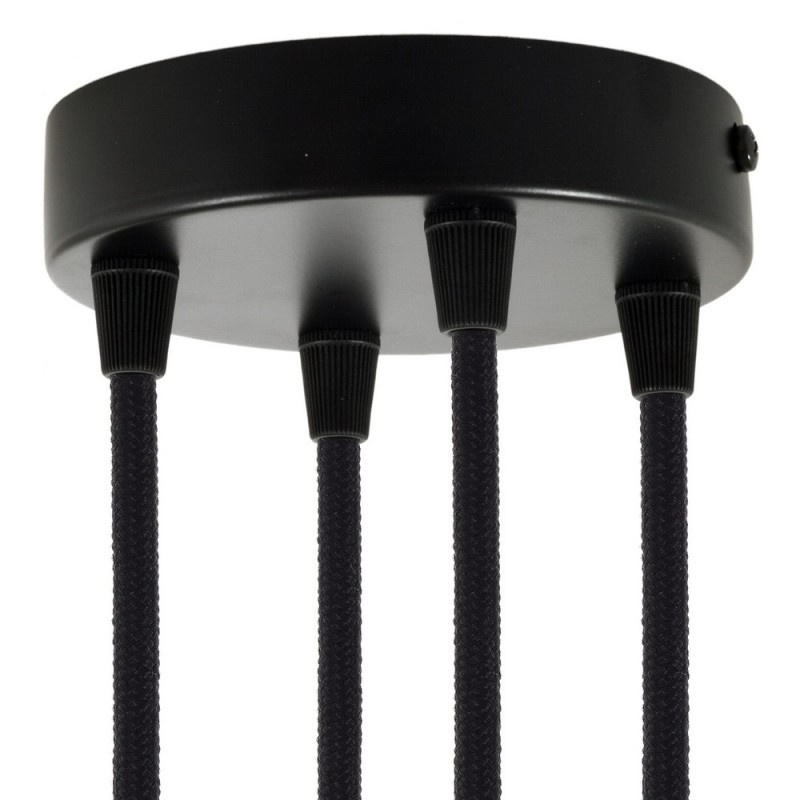creative cables Válcový kovový stropní baldachýn - 4 otvory Barva komponentu: Černá, Kabelová průchodka: Kuželová