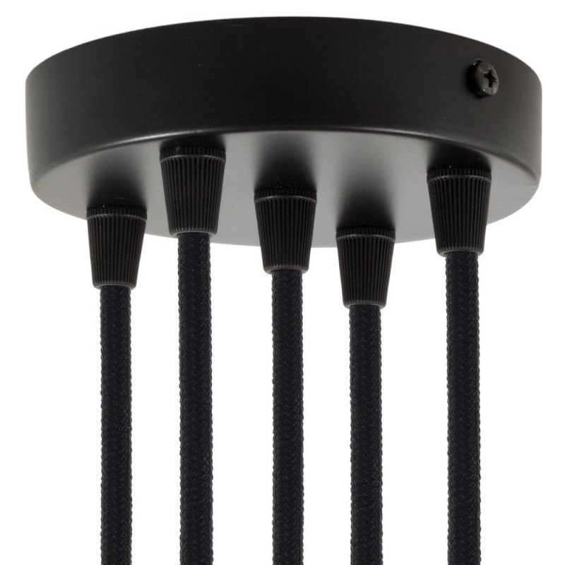 creative cables Válcový kovový stropní baldachýn - 5 otvorů Barva komponentu: Černá, Kabelová průchodka: Kuželová