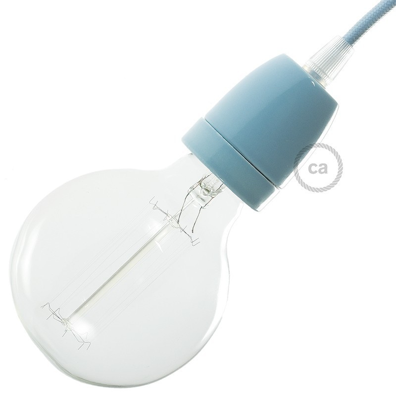 creative cables Porcelánová objímka E27 v sadě Barva komponentu: Světle modrá